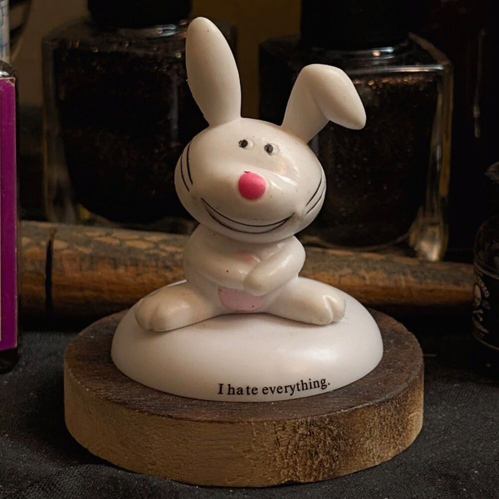 Jim Benton It's Happy Bunny Mini Figurine White I Hate Everything